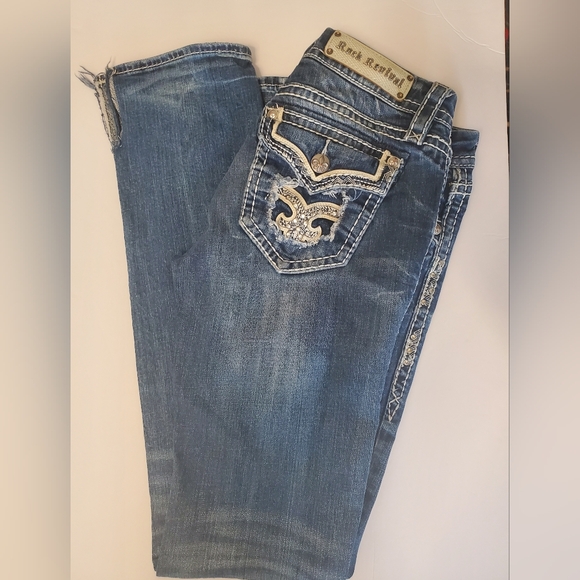Rock Revival Women's Distressed Blue Skinny Jeans Size 29 - Picture 10 of 13